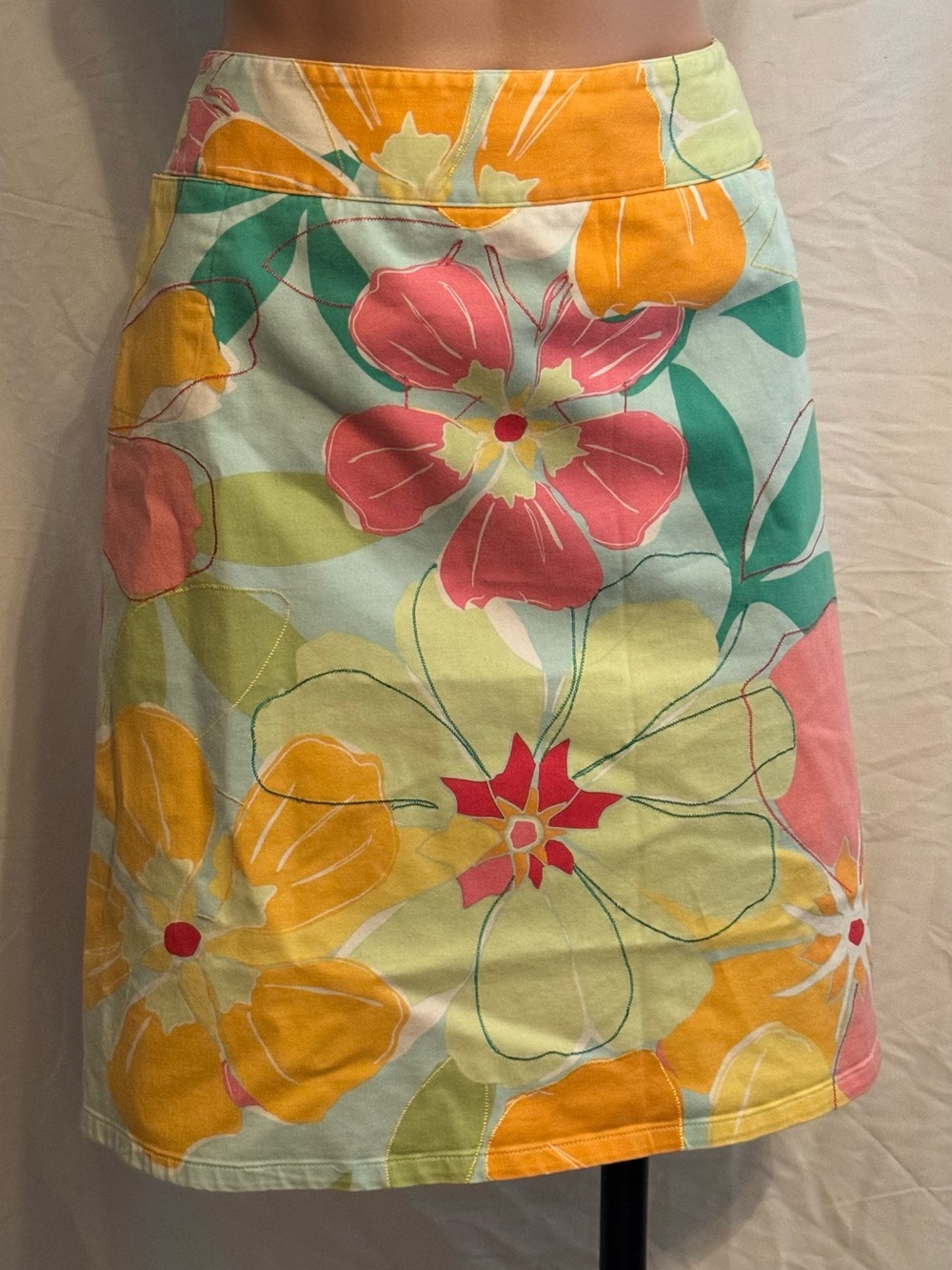 Talbots Colorful Vintage Floral Stretchy A-Line Mini Skirt